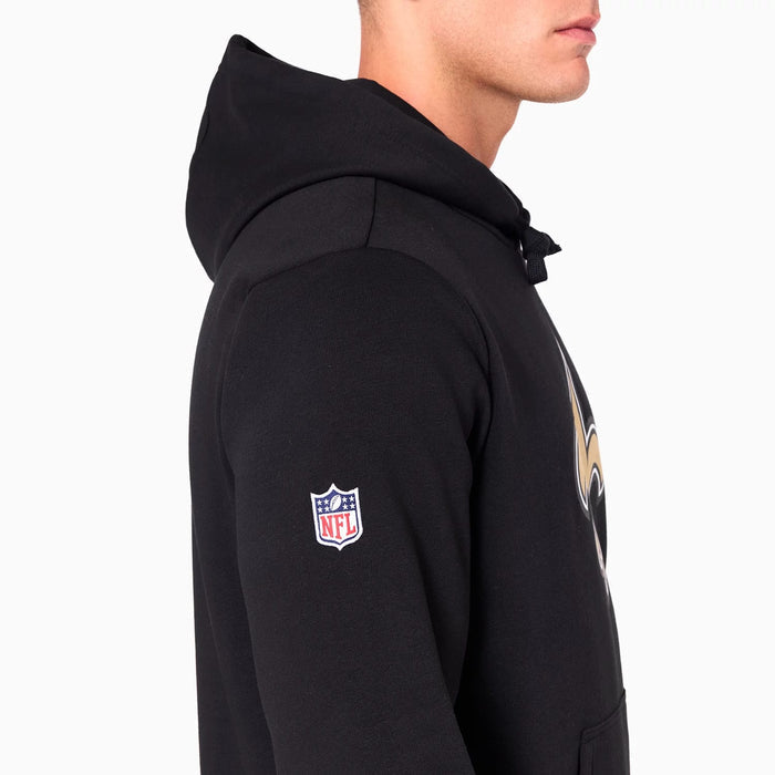 The Male model is wearing New Orleans Saints NFL Black Pullover Hoodie 6