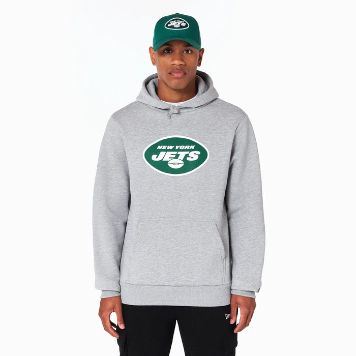 The Male model is wearing New York Jets NFL Grey Pullover Hoodie 1