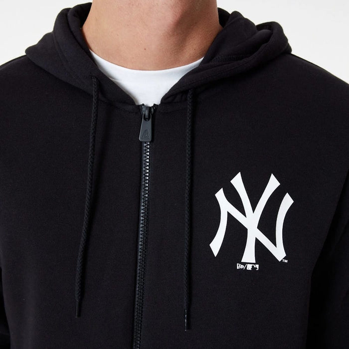 The Male model is wearing New York Yankees MLB Essential Black Full Zip Hoodie 5