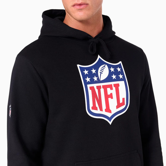 The Male model is wearing NFL Shield Logo NFL Black Pullover Hoodie 6