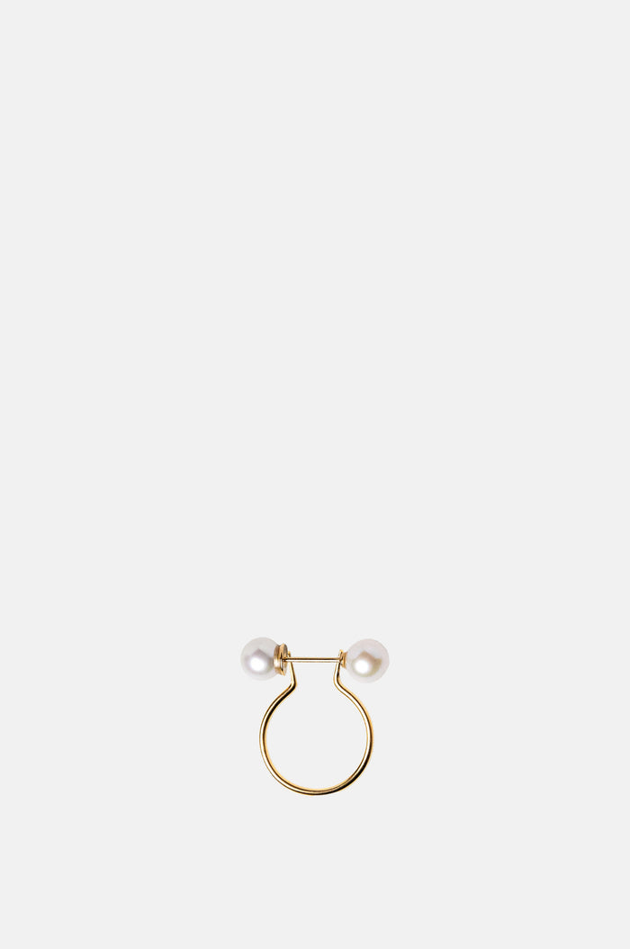 Beatriz Palacios No5 Pearl Ball Piercing Gold Ring.