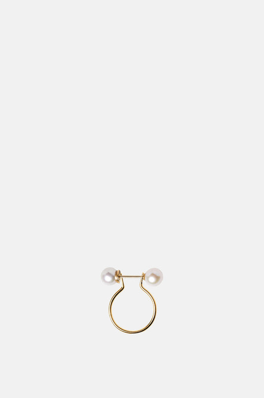 Beatriz Palacios No5 Pearl Ball Piercing Gold Ring.
