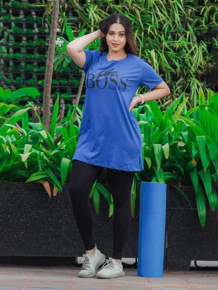 Ocean Blue Relaxed Fit Long T-Shirt for Women