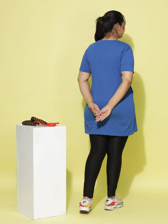 Ocean Blue Relaxed Fit Long T-Shirt for Women