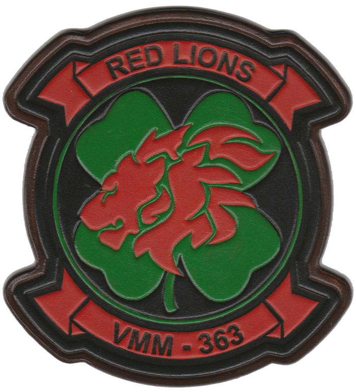 Officially Licensed USMC VMM-363 Red Lions Leather Patches