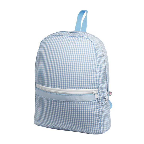Oh Mint Baby Blue Gingham Medium Backpack