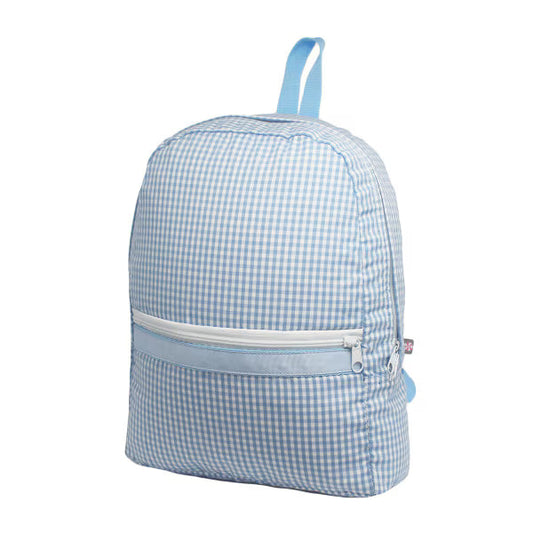 Oh Mint Baby Blue Gingham Medium Backpack