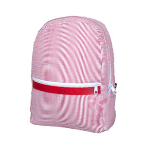 Oh Mint Red Seersucker Medium Backpack