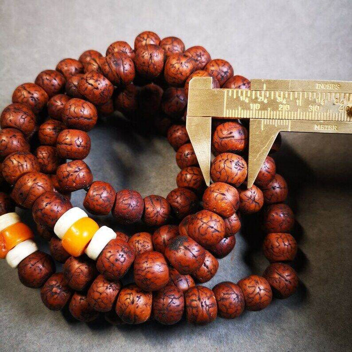 Old 108 Bodhi Beads Mala,13mm Prayer Beads for Meditation - Tibetan Buddhist mala beads, view 4