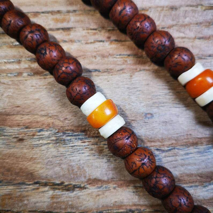 Old 108 Bodhi Beads Mala,13mm Prayer Beads for Meditation - Tibetan Buddhist mala beads, view 7