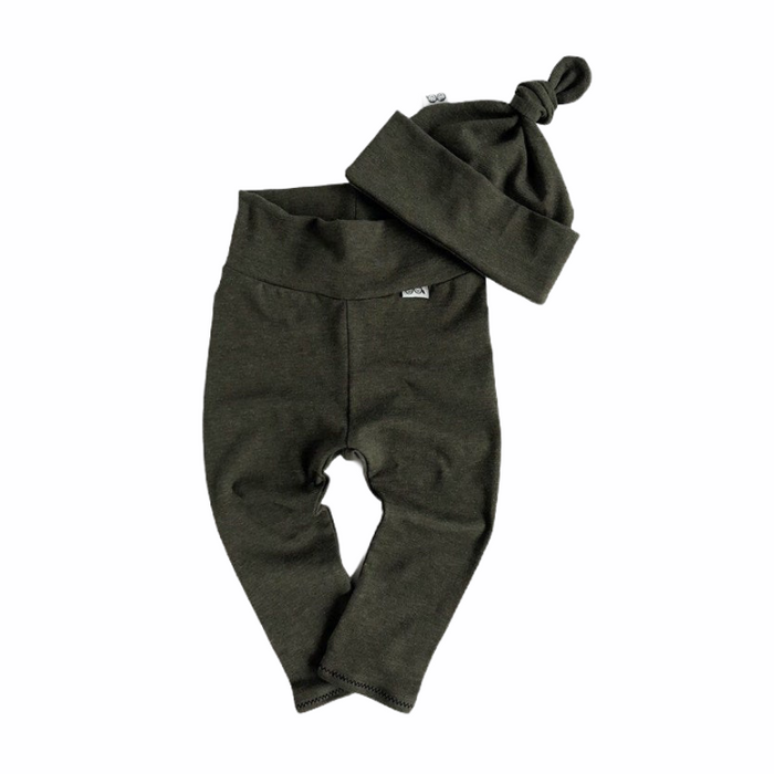 Olive Green Leggings and/or Beanie Knot Hat