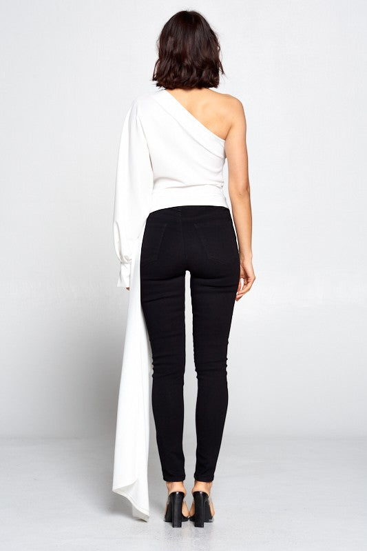 One Shoulder Long Sleeve Top