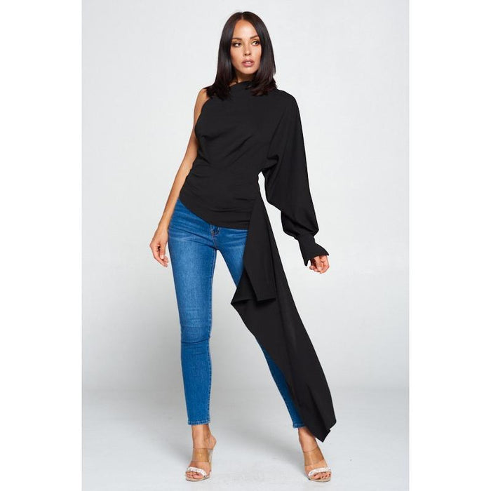 One Shoulder Long Sleeve Top