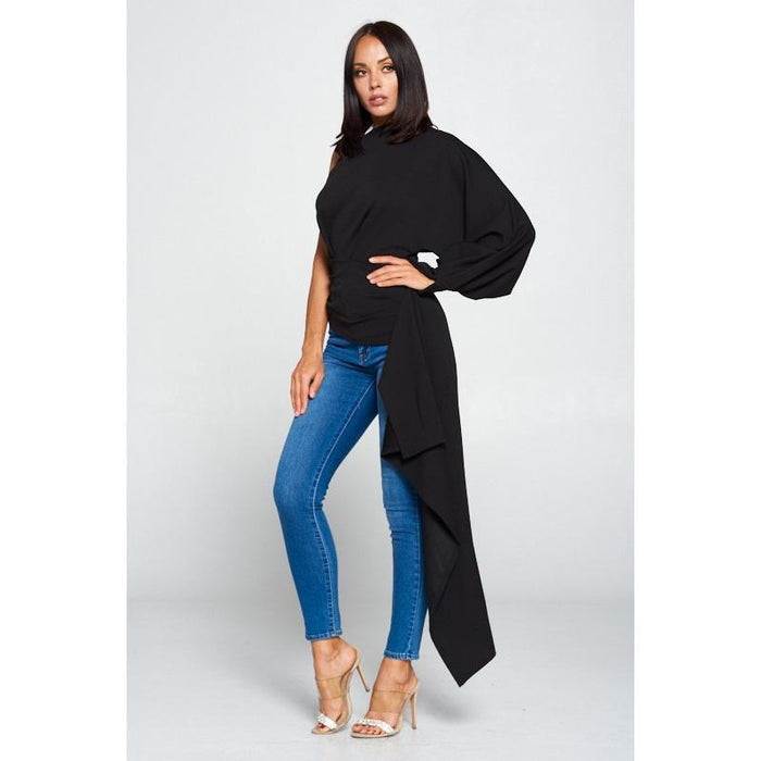 One Shoulder Long Sleeve Top