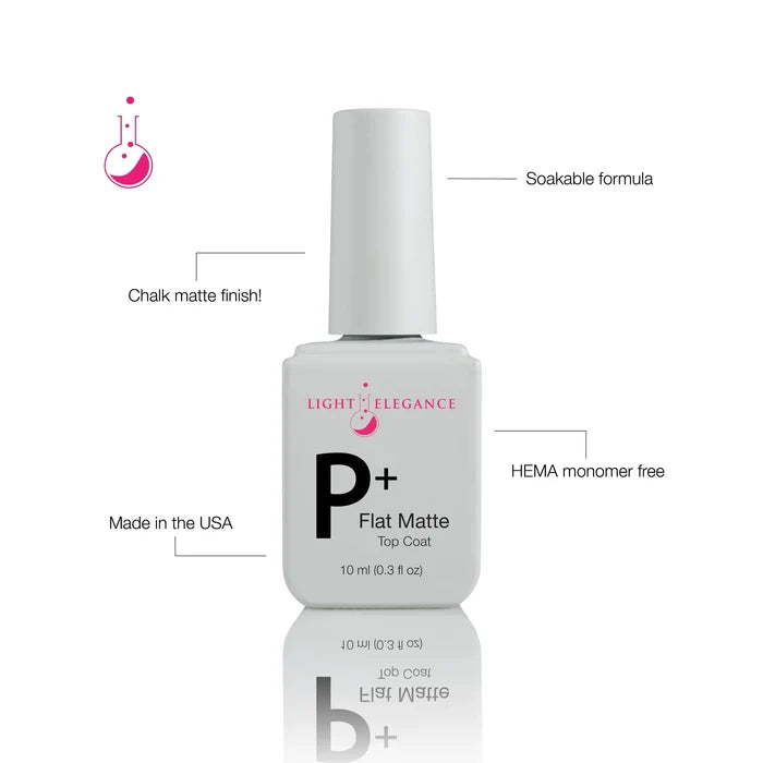 P+ Flat Matte UV/LED Top Coat, 10 ml-Light Elegance-Gel Essentialz
