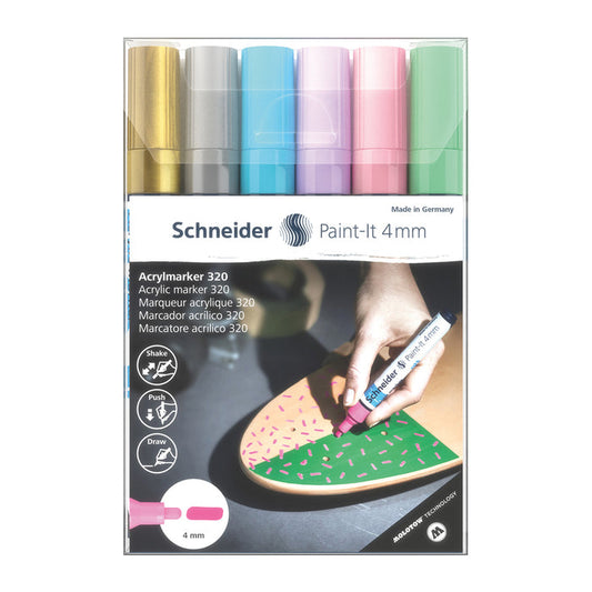Paint-It 320 Acrylic Markers 4mm, Wallet 6 pieces - Assorted Pastels