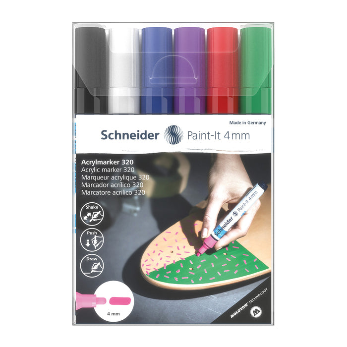Paint-It 320 Acrylic Markers 4mm, Wallet 6 pieces - Assorted
