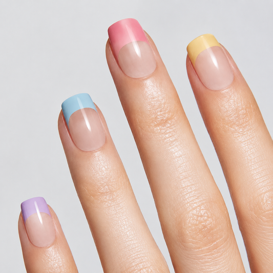 Pastel Rainbow French Tip Gel Nail Stickers