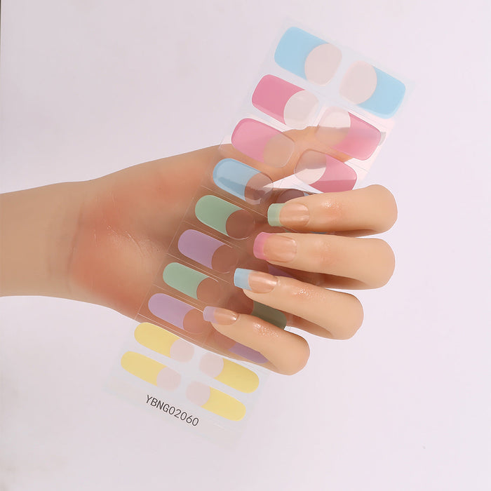 Pastel Rainbow French Tip Gel Nail Stickers