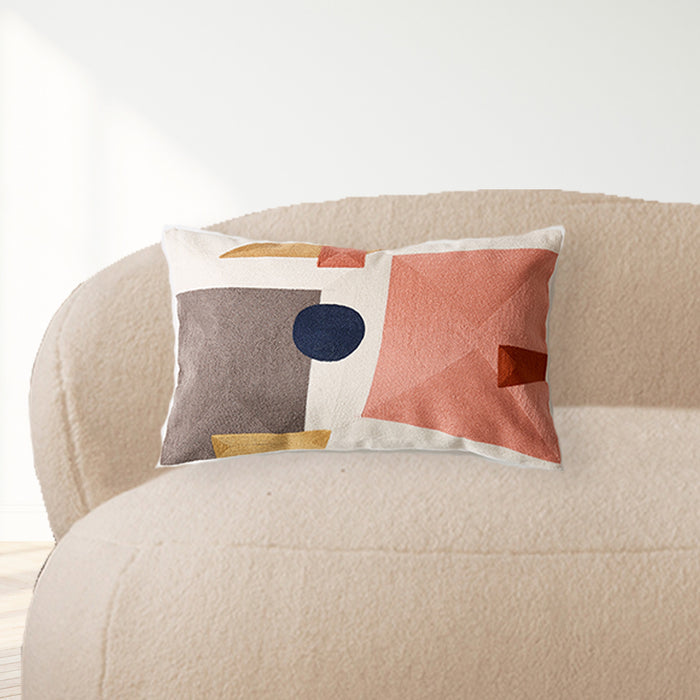 Peach Geometric Cushion Cover