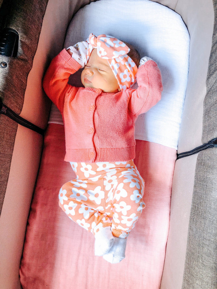 Peach Windy Floral Leggings and/or Headbands