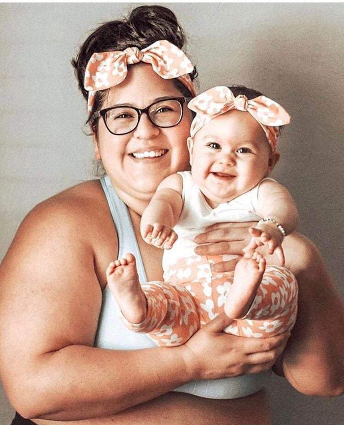 Peach Windy Floral Leggings and/or Headbands
