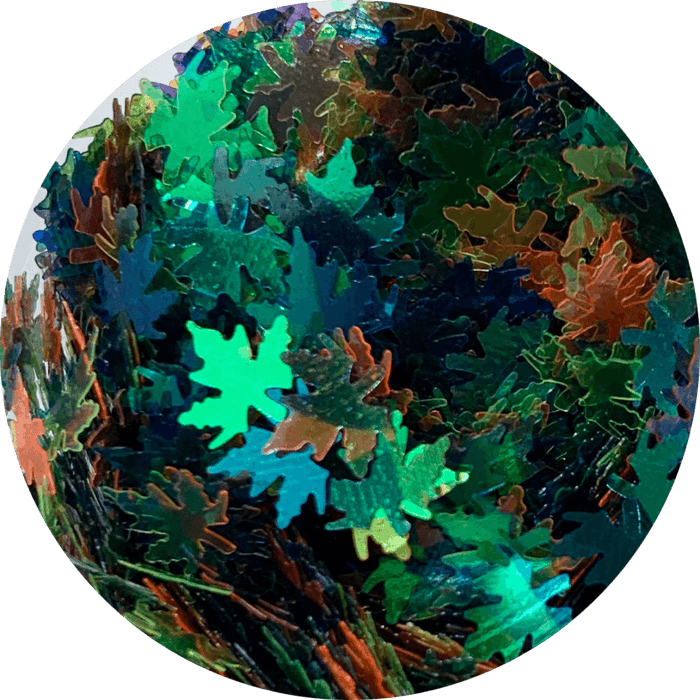 Iridescent Leaves Glitter Shapes