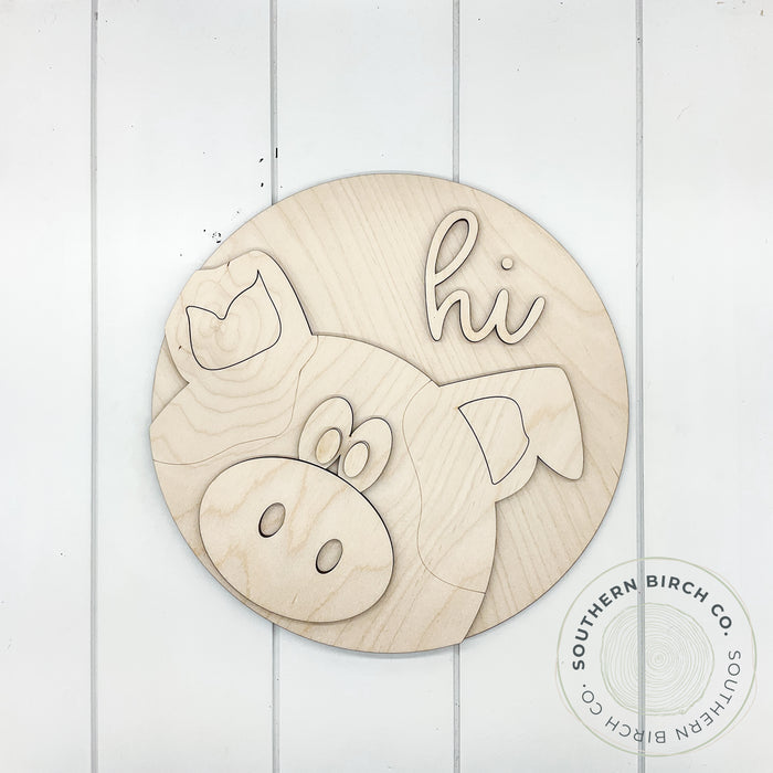 Pig 3D Round Blank (Spots)