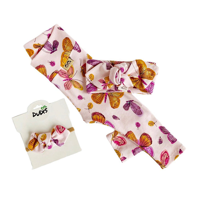 Pink Butterflies Leggings and/or Headbands