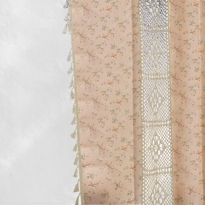 Pink Floral Crochet Curtains
