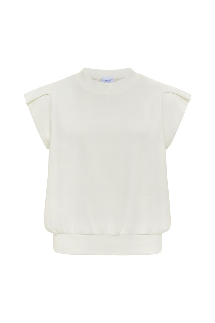 Pleat Olivia Knit Top-White