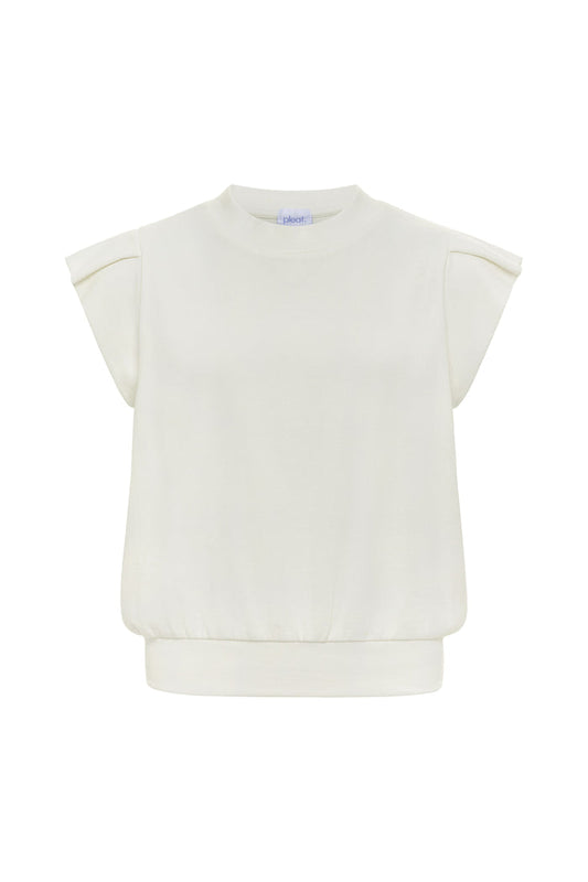 Pleat Olivia Knit Top-White