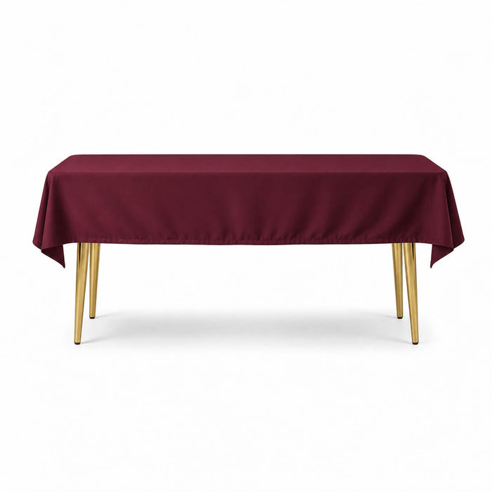 Burgundy polyester rectangle tablecloth with linen texture, 54"x96".