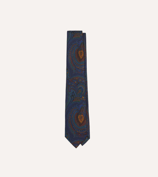 Purple Paisley Print Madder Silk Self-Tipped Tie