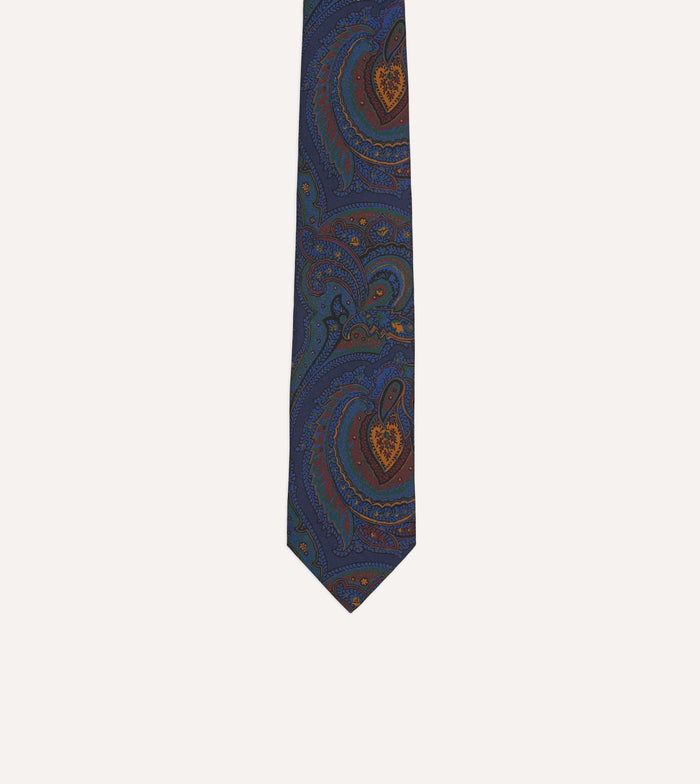 Purple Paisley Print Madder Silk Self-Tipped Tie