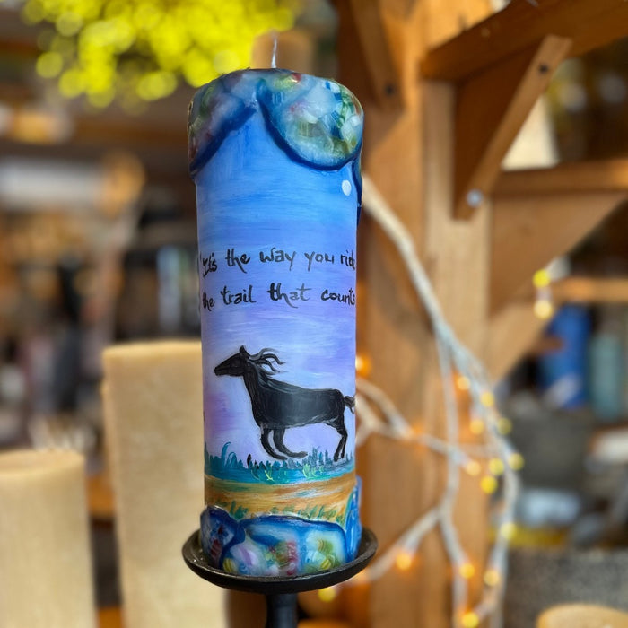 Quote Pillar Candle - "It's The Way You Ride The Trail That Counts" Dale Evans