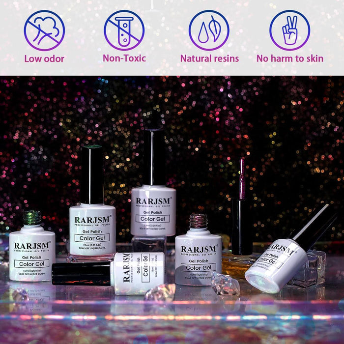 RARJSM ®Holographic Chameleon Gel Nail Polish 6 Colors Set 7.5ml