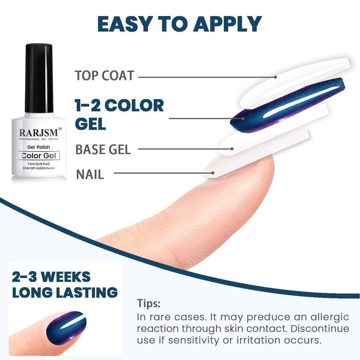 RARJSM ®Holographic Chameleon Gel Nail Polish 6 Colors Set 7.5ml