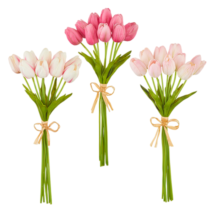 15" Real Touch Tulip Bundle Raz Imports Pink
