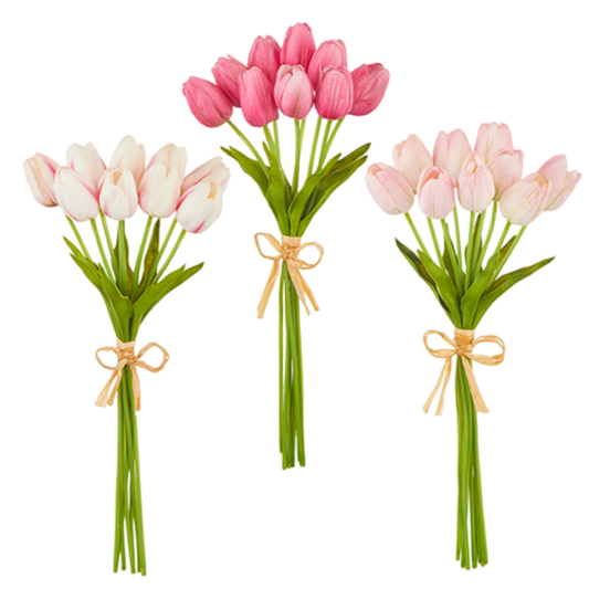 15" Real Touch Tulip Bundle Raz Imports Pink