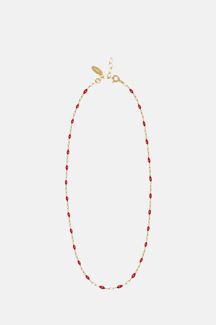 Hermina Athens Red Enamel Chain Necklace.