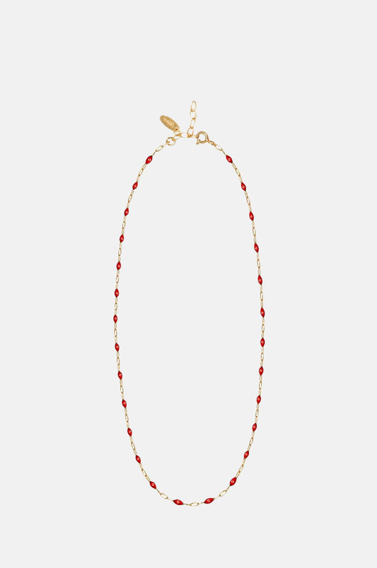 Hermina Athens Red Enamel Chain Necklace.