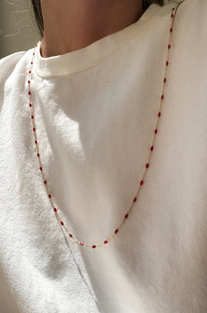 Red Enamel Chain Necklace 50cm
