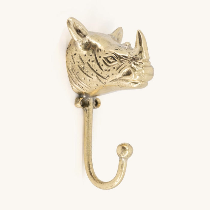 Rhino Wall Hook - Recycled Brass