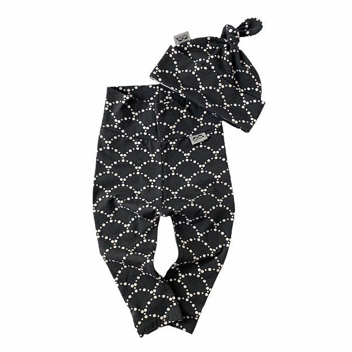 Ripples Black Leggings and/or Beanie Knot Hat
