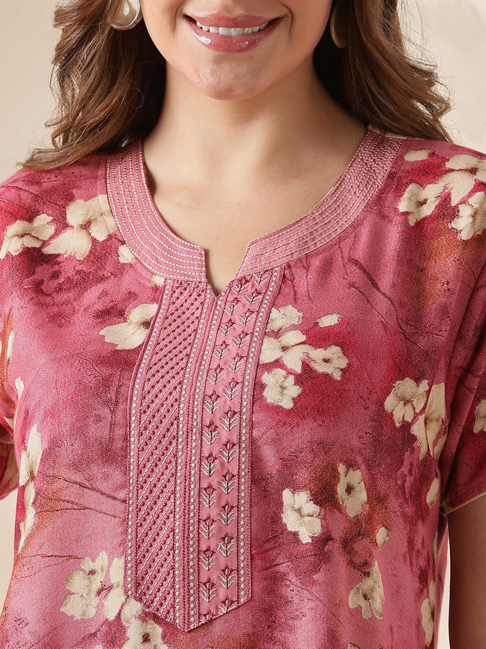 Rose Pink A Line Branded Nighty for Women