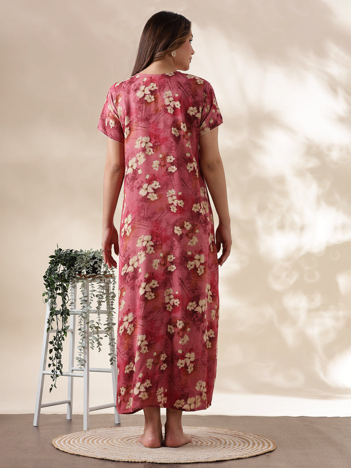 Rose Pink A Line Branded Nighty for Women