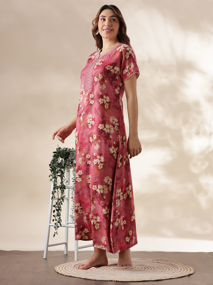 Rose Pink A Line Branded Nighty for Women