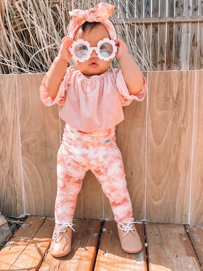 Rose Tie Dye Ribbed Leggings