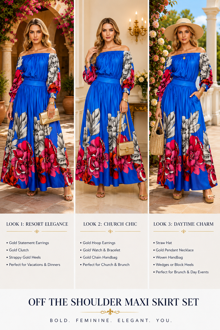 “Royal Bloom Maxi Skirt Set”